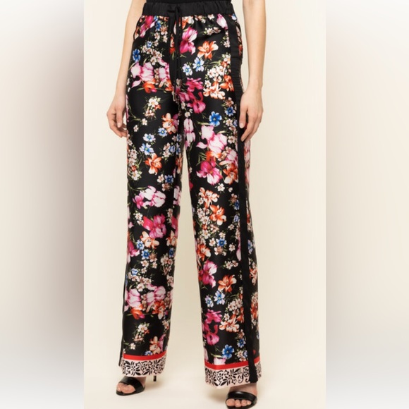 New Lou•Jo Miland floral print side striped Trousers size 40 US 4 - Picture 1 of 10